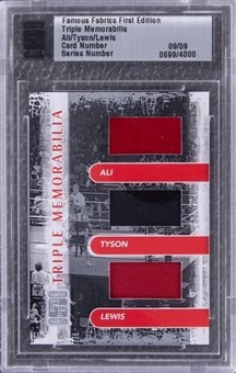 Famous Fabrics 1st Edition Triple Memorabilia Ali/Tyson/Lewis (#09/09) (#0699/4000)